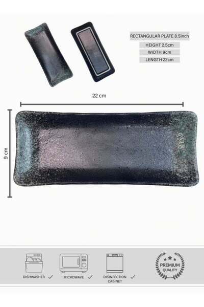 Generic Japanese Style Creative Rectangular Plate, Curved Corner Plate, Black...