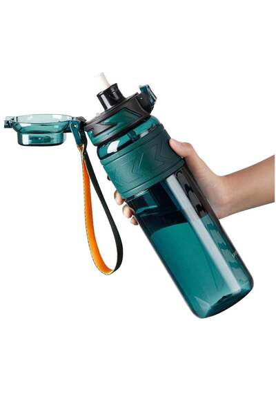 Generic Leakproof Water Bottle 1L With Capacity Marker, Flip Top Lid Straw Si...