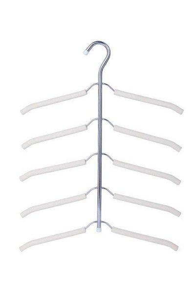 Generic Multilayer Fish Bone Shape Stainless Steel Clothing Storage Hanger White