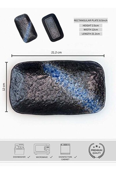 Generic Japanese Style Creative Rectangular Plate, Curved Corner Plate, Black...