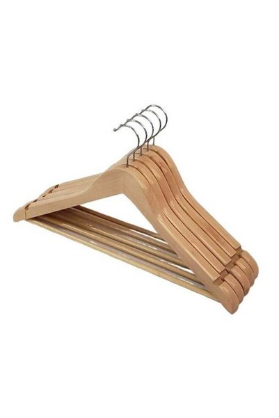 Generic Pack of 5 Non-Slip Thickened Wooden Hangers