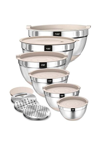 Generic 6 Pcs Mixing Bowls Set with Airtight Lid and Silicone Base，Salad Doug...