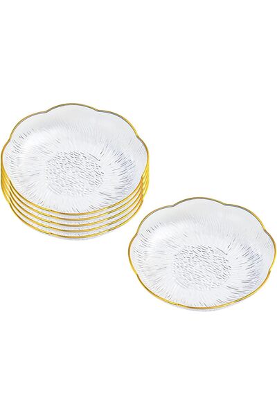 Generic Set of 6 Clear Acrylic Salad Plates, 6 Inch Dinner Dessert Plates, Ro...
