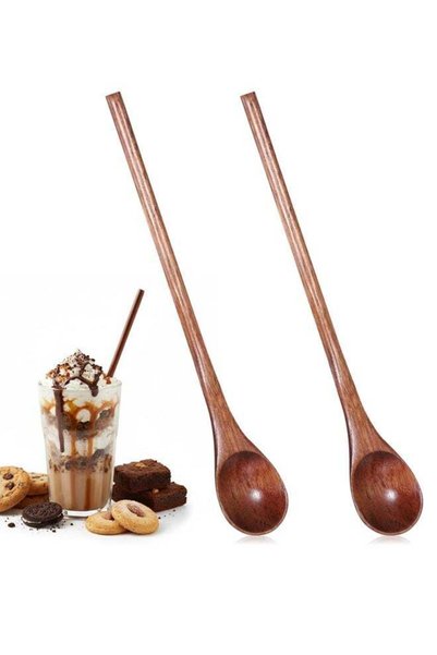 Generic 2 Pcs Long Wooden Spoon, Wooden Honey Spoon Coffee Mixing Spoons, Vin...