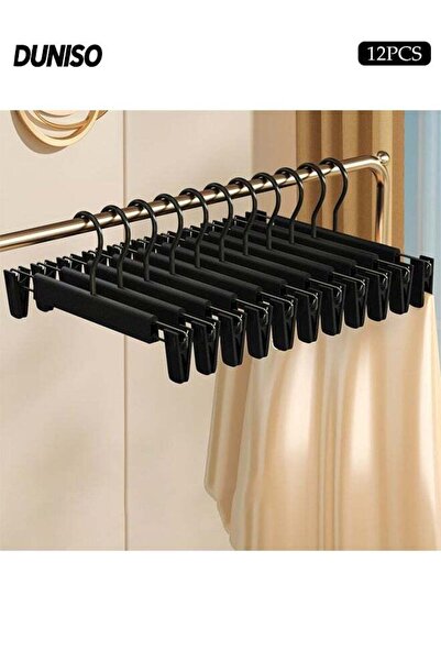 Generic 12 Pcs Pants Hangers with Clips，Adjustable Clip Hangers，Space-Saving ...