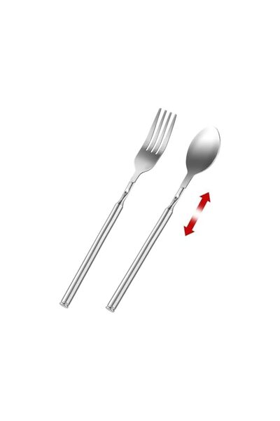 Generic Extendable Fork and Spoon Set, Stainless Steel Long Fork and Spoon Re...