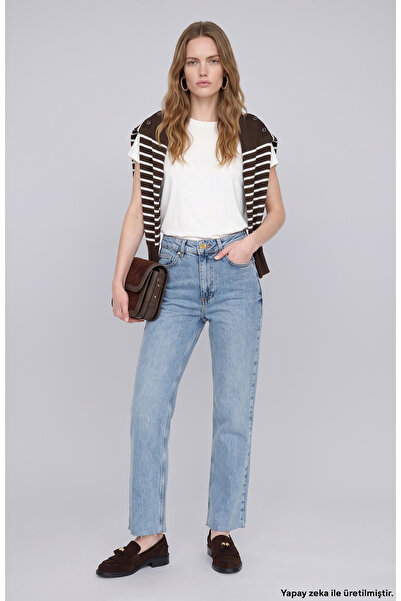 Network Indigo Kesik Paça Denim Pantolon