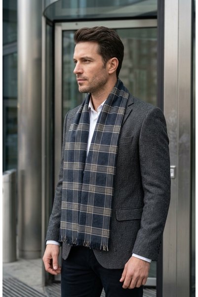 emybox Men's Winter Scarf Woven Tassel Soft Textured Winter Scarf