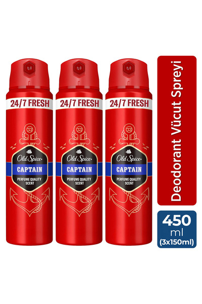 Old Spice Captain Erkek Sprey Vücut Deodorantı 150 ml x3