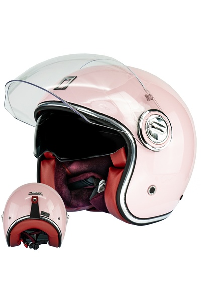 NOX Elegantă cască de motocicletă roz Neo-Retro Vespa scuter premium XS