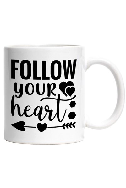 INOVATIX Cana alba personalizata,Follow your heart urmeaza-ti inima iubire,IN...