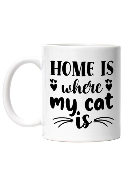 INOVATIX Personalized white mug, for cat lovers Home is where my cat is, INOV...