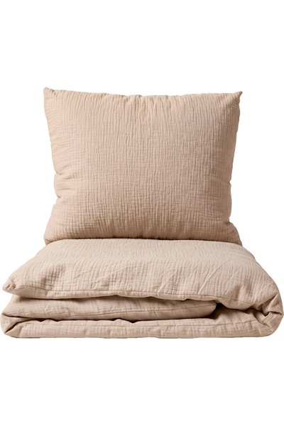 J W SAX Lenjerie de pat din muselină Bej 150x200 100% Bumbac Premium Colecția...
