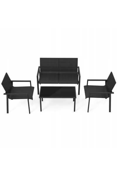 COSTWAY Set mobilier de exterior din ratan, 4 piese