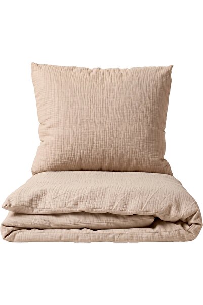 J W SAX Lenjerie de pat din muselină Bej 135x200 100% Bumbac Premium Colecția...