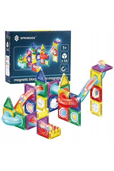Springos CUBURI DE CONSTRUCȚIE MAGNETICE 3D COLORATE, JUCĂRII EDUCATIVE CU PA...