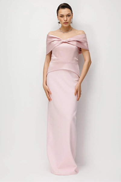 Grace Code Fiyonk Detaylı Straplez Uzun Elbise