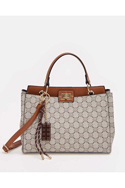 REDTAG Women Beige And Brown Monogram Day Bag