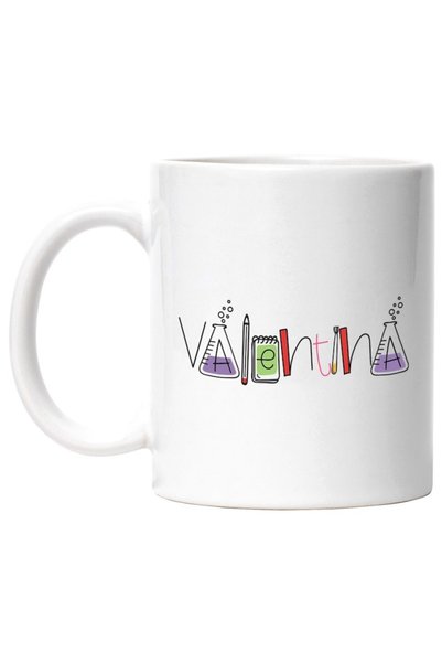 INOVATIX Cana alba personalizata,Numele Valentina,Scoala,Chimie,Materii,Algeb...