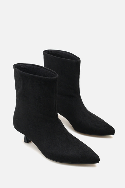 Liza Shoes CRES Kadın Kısa Topuklu Siyah Süet Bot A012-K175