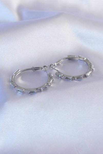 Mega Bazaar Silver Color Zircon Stone Women's Earrings