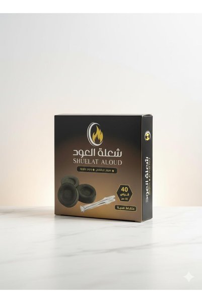 Generic فحم بخور الشولات العود، 40 قرصًا، 33 ملم مع ملقط هدية