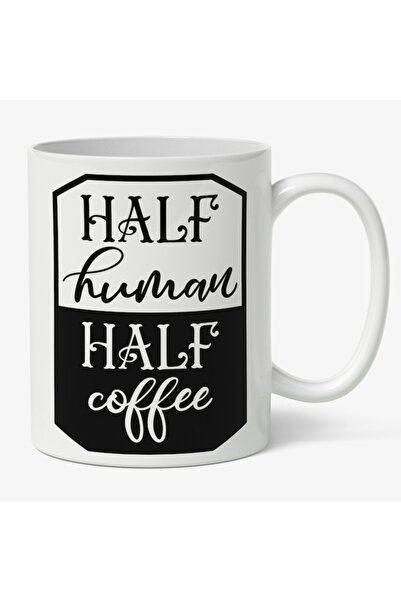 INOVATIX Cana alba personalizata, Half Human Half Coffee,Ceasca Mare De Cafea...