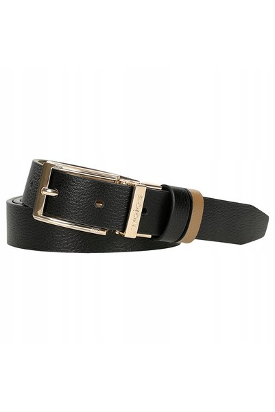 Wojas Curea reversibilă negru și bej cu cataramă aurie r. 90