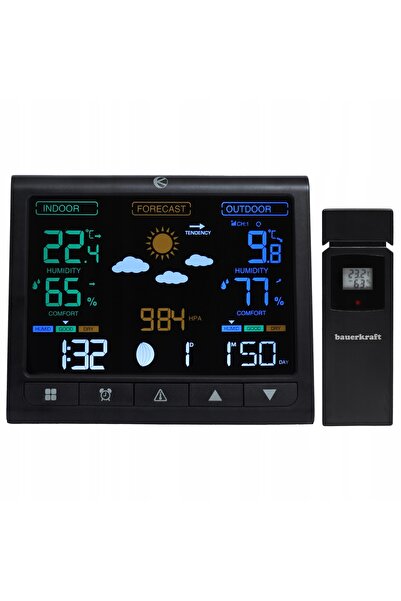 bauerkraft Stație meteo wireless cu iluminare de fundal și senzor extern cu a...