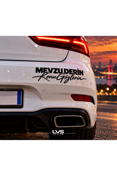 levvas Mevzu Derin Konu Gözlerin Araba Arka Cam Sticker Yazısı 29x8,3 cm Deko...