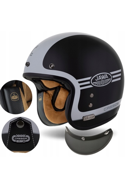 Cassida Casca Moto ESO JAWA Neo Retro cu interfon/ochelari de protecție S 55-...