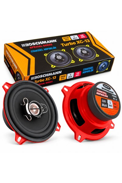 NSL-TEKNOLOJİ Turbo XC-13 13 cm Koaksiyel Oto Hoparlörü 500 W Tweeterli Kırmızı 2 Adet