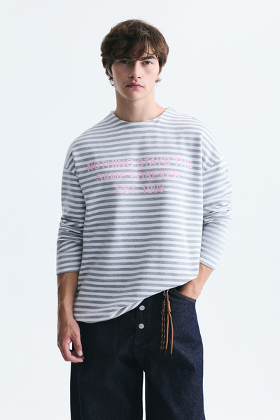 VAMOSCLO Oversize Striped Sweatshirt