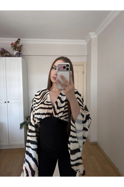Sehna Zebra Desenli Korse Bluz