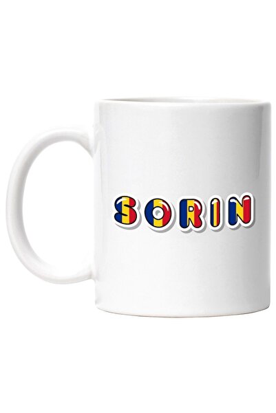 INOVATIX Cana alba personalizata,Numele Sorin,Romania,Suporter,Steagul Romani...
