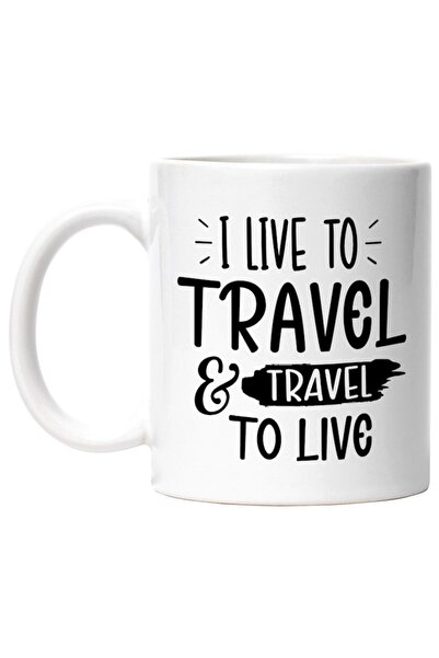 INOVATIX Cana alba personalizata, I live to travel & travel to live traiesc c...