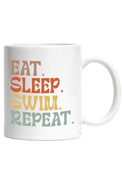 INOVATIX Cana alba personalizata,Eat. Sleep. Swim. Repeat. mananca dormi inoa...