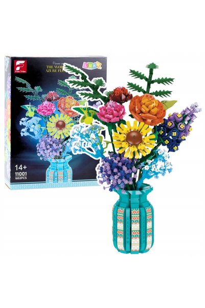 LeanToys Blocuri de construcție Buchet de flori în vază Colorate 1853 el. Juc...
