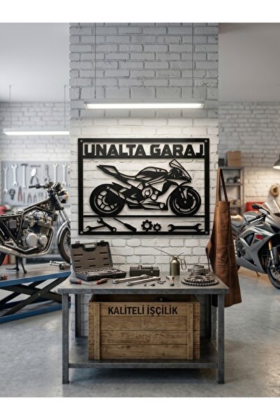 Kişiye Özel Metal Motosiklet & Garaj Duvar Dekoru - Tamirhane Ve Garaj İçin İsimli Duvar Dekoru - Motosiklet Bakım Atölyesi Dekoru