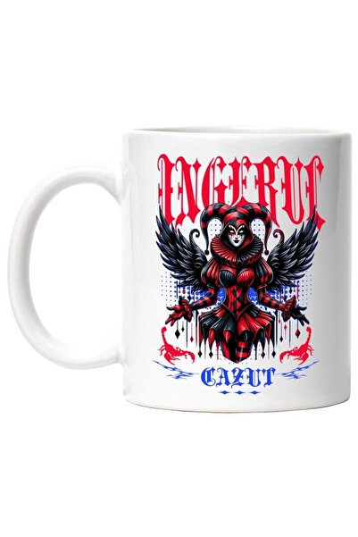 INOVATIX Cana alba personalizata,Femeie Costum Harley Quinn Animat Ingerul Ca...