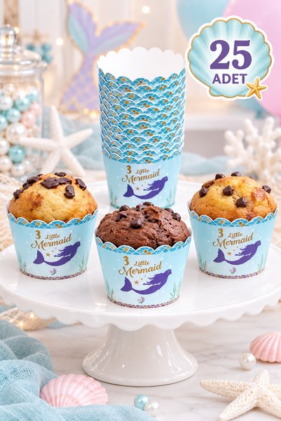Baloncu Nene Deniz Kızı Cupcake Kılıfı 25 Adet Kek Kağıdı Muffin Kabı Doğum G...