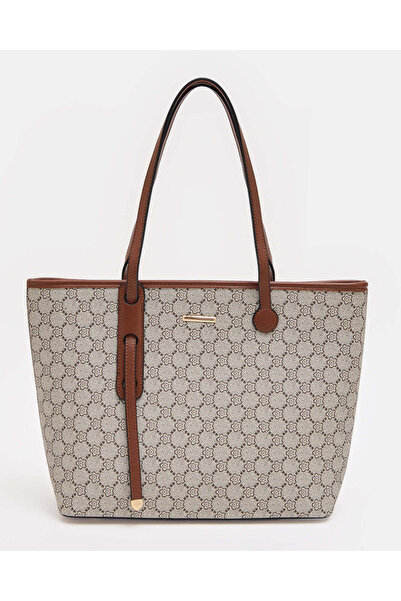 REDTAG Women Beige And Brown Monogram Tote Bag