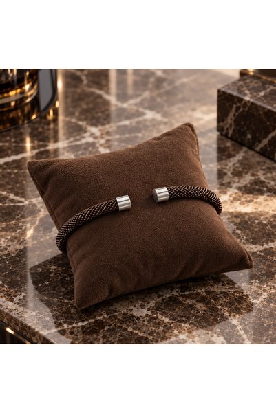 simurg jewellery Brown Steel Bracelet with White Tips