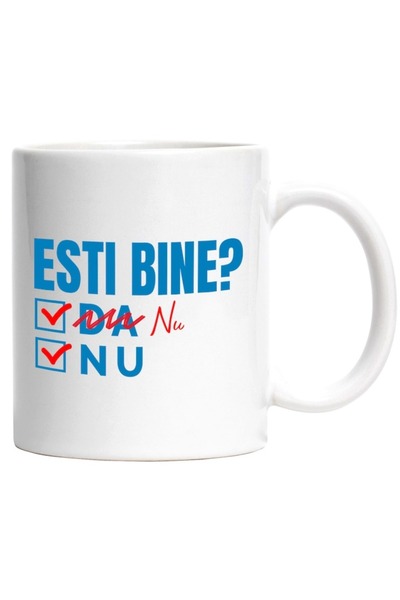 INOVATIX Cana alba personalizata,Intrebare Cu Raspunsuri Multiple Esti Bine? ...