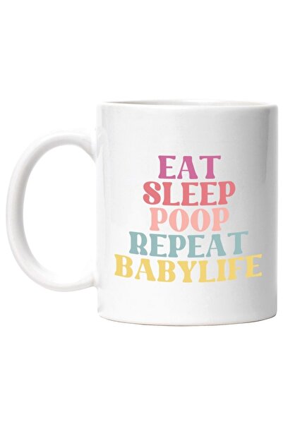 INOVATIX Cana alba personalizata, Eat sleep,p*op,repeat,babylife mananca so M...