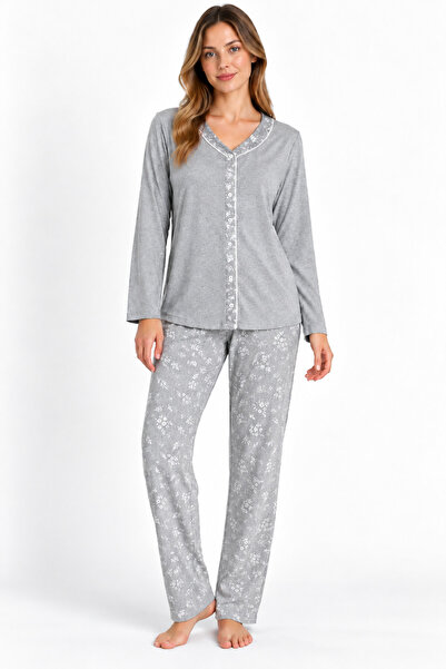 YUYİ Nena 100% Cotton Long Sleeved Front Buttoned Women's Pajama Set