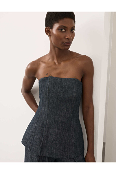 Marks & Spencer Keten Karışımlı Bandeau Bluz