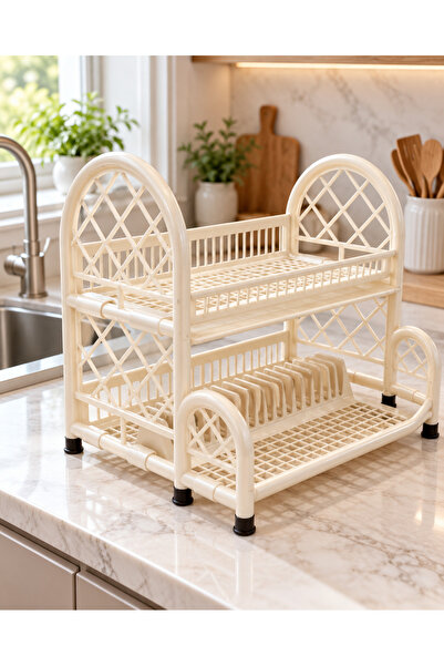 Dove Kitchen Plate Rack with Dish Drying Shelves, Large Capacity Dish Organizer for Plates, Bowls, Cups & Kitchenware