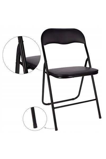 HowHomely Scaun pliant FLEXI din metal negru pentru casă și grădină, stil lof...