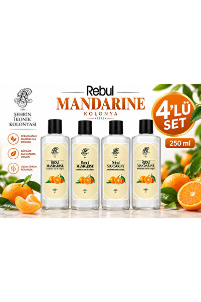 Rebul Mandarine 250 ml Cam Şişe Kolonya 4'lü Avantaj Seti
